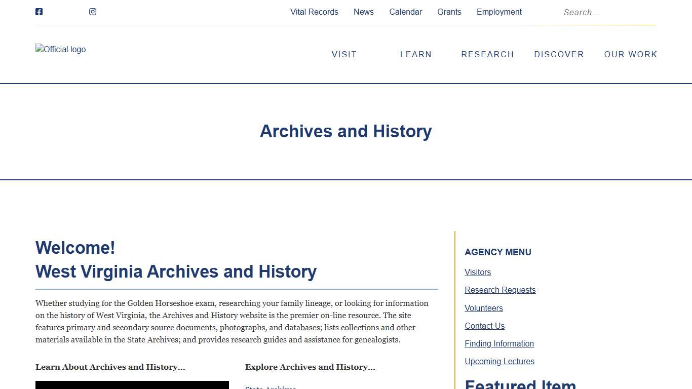 Archives and History - West Virginia Culture Center : West Virginia Culture Center