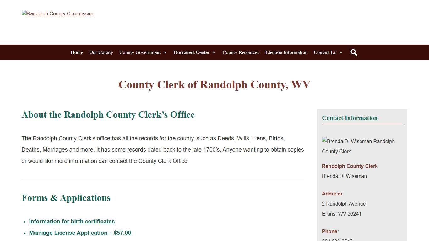 County Clerk | Elkins, WV | Randolph County Commission