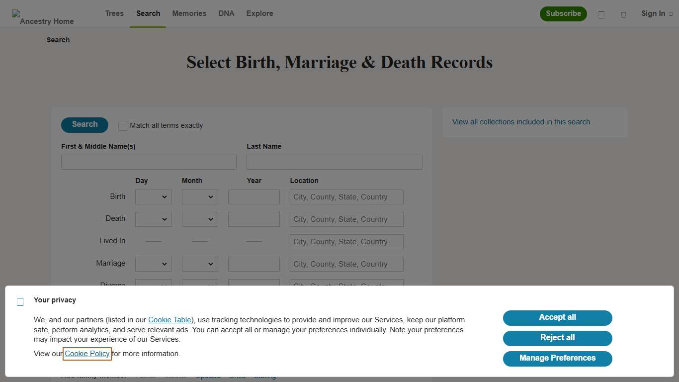 Select Birth, Marriage & Death Records - Ancestry